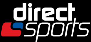 Direct Sports logo with red and blue design on a black background