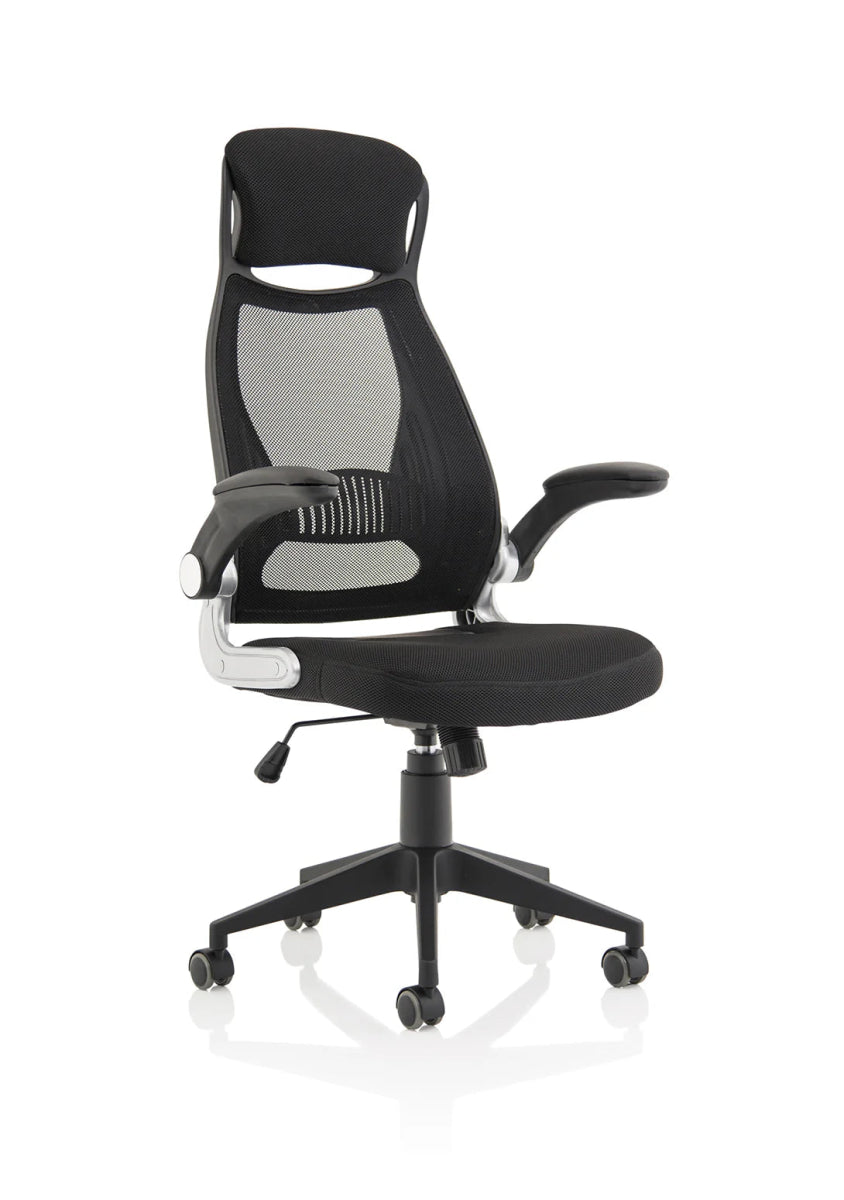 Executive Office Chair Saturn High Mesh Back Black with Arms