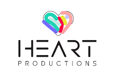 Logo of Heart Productions with a colorful heart symbol on a white background