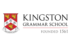 Kingston Grammar School logo with a red and yellow emblem on a white background