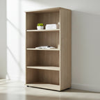 medium height wooden 4 shelf book case for offices