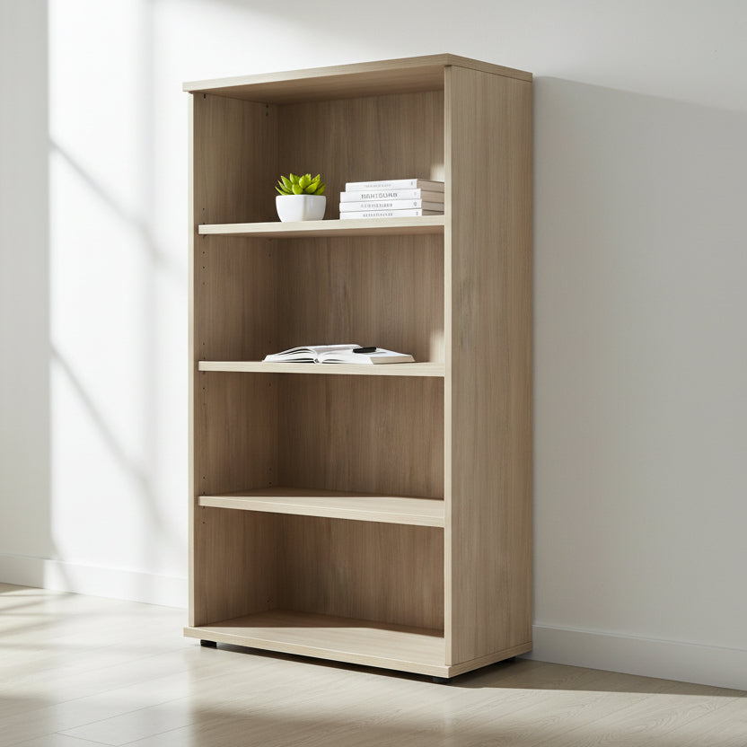 medium height wooden 4 shelf book case for offices