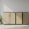 wooden low level two door office cupboard