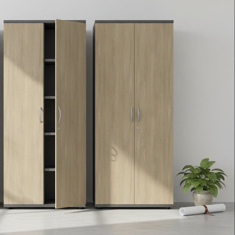 tall two door wooden cupboard 