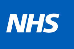 NHS logo on a blue background