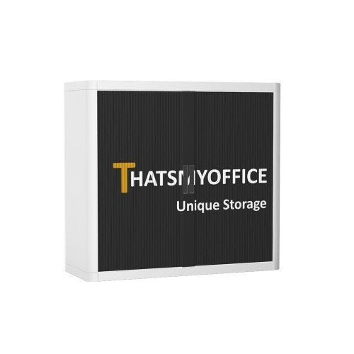 Personalise Your Easy office Tambour Cupboard  100cm H with 2 shelves EOTAM1M-White 3 Office Furniture