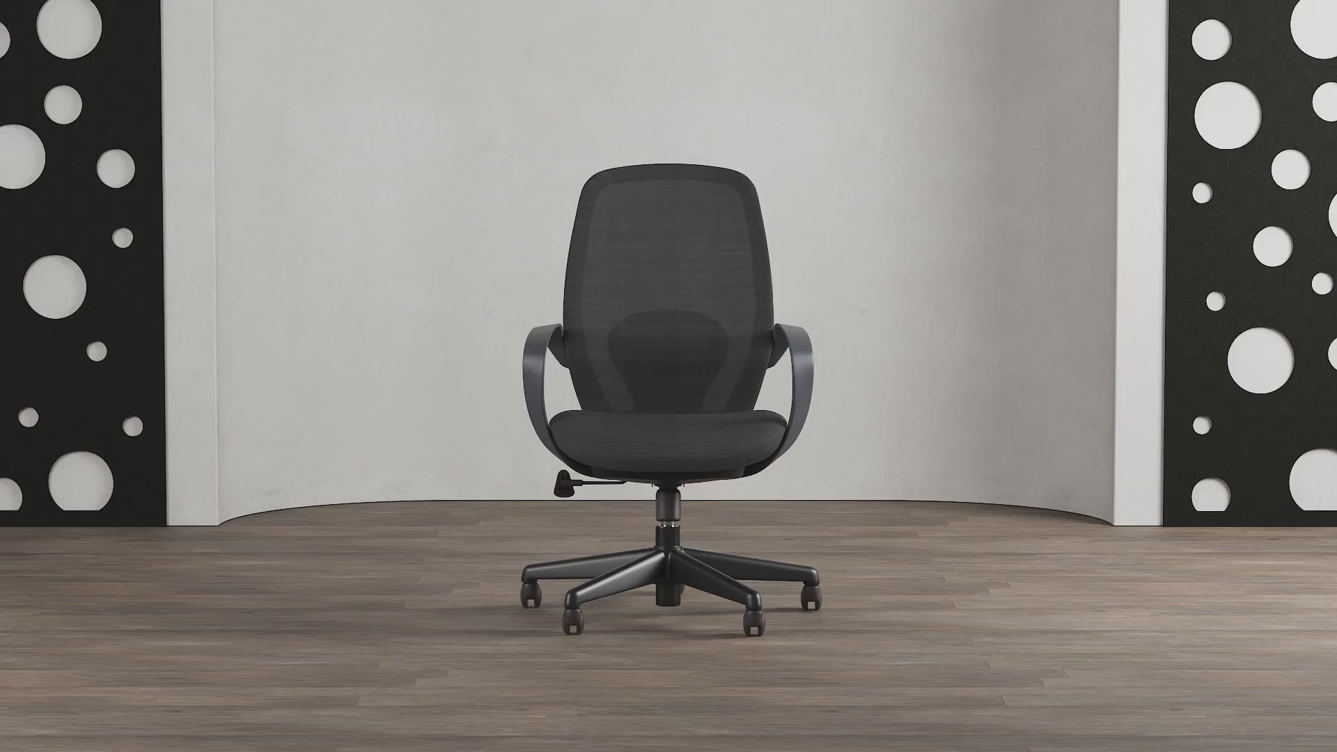 Black mesh office chair with adjustable height