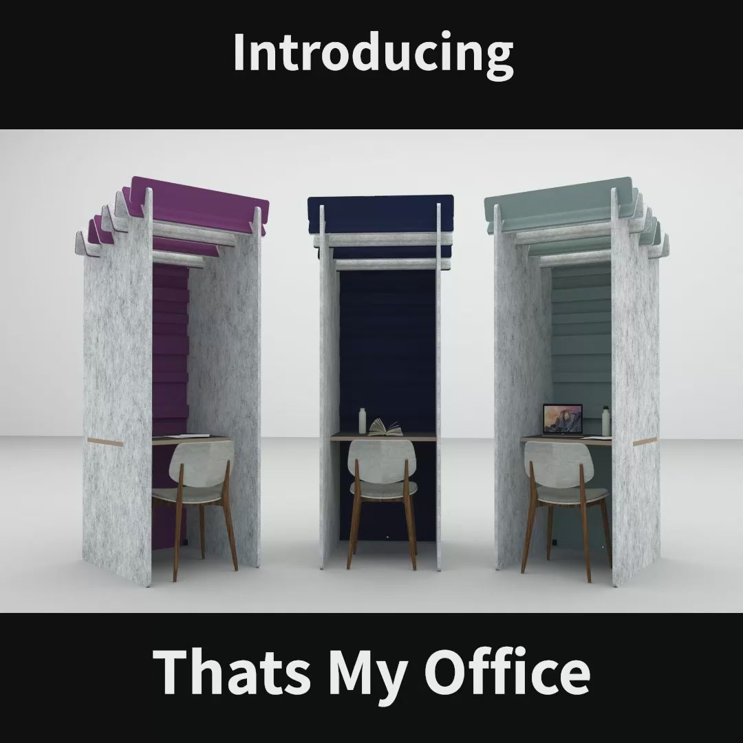 Office phone booth with acoustic panels and seating
