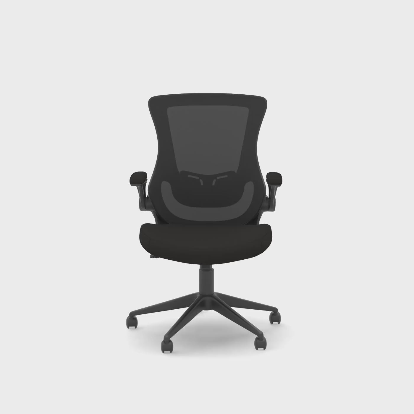 Close-up of chair tilt and height adjustment mechanism