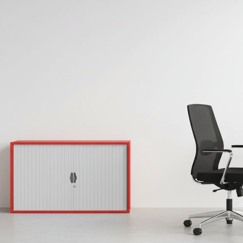 low tambour cabinets  red
