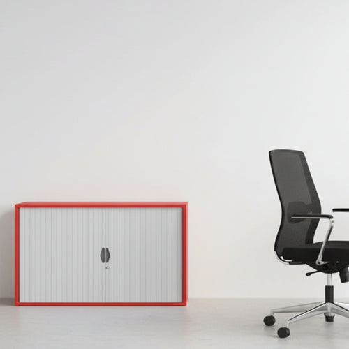 low tambour cabinets  red
