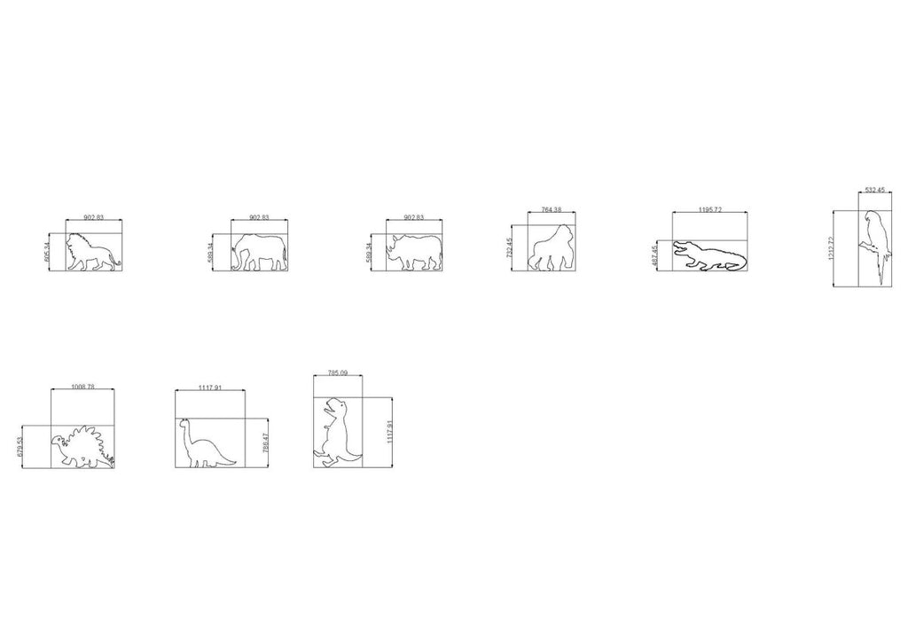 Set of technical drawings or schematics on a white background