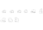 Set of technical drawings or schematics on a white background