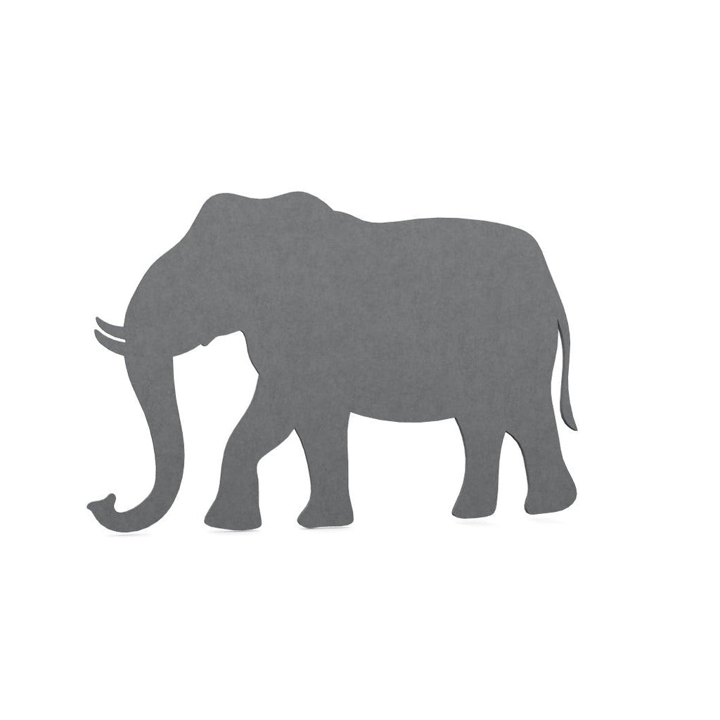 Gray silhouette of an elephant on a white background