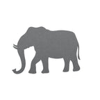 Gray silhouette of an elephant on a white background