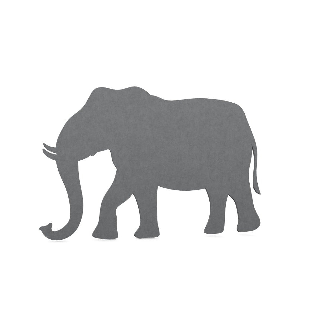 Gray silhouette of an elephant on a white background