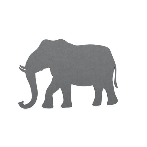 Gray silhouette of an elephant on a white background
