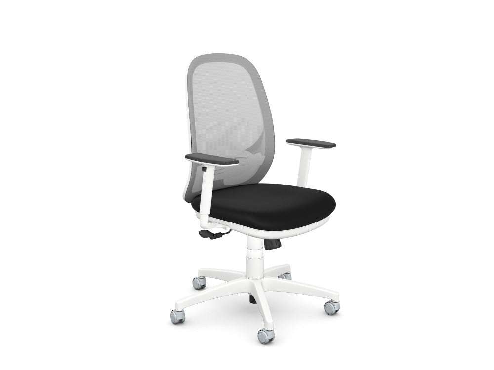 Andy White Mesh Back Office Chair - SKU: ANDY/WHT/ADJARMS/E001/TMS012, Fabric: E001