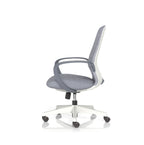 Gray office chair with white frame on a white background