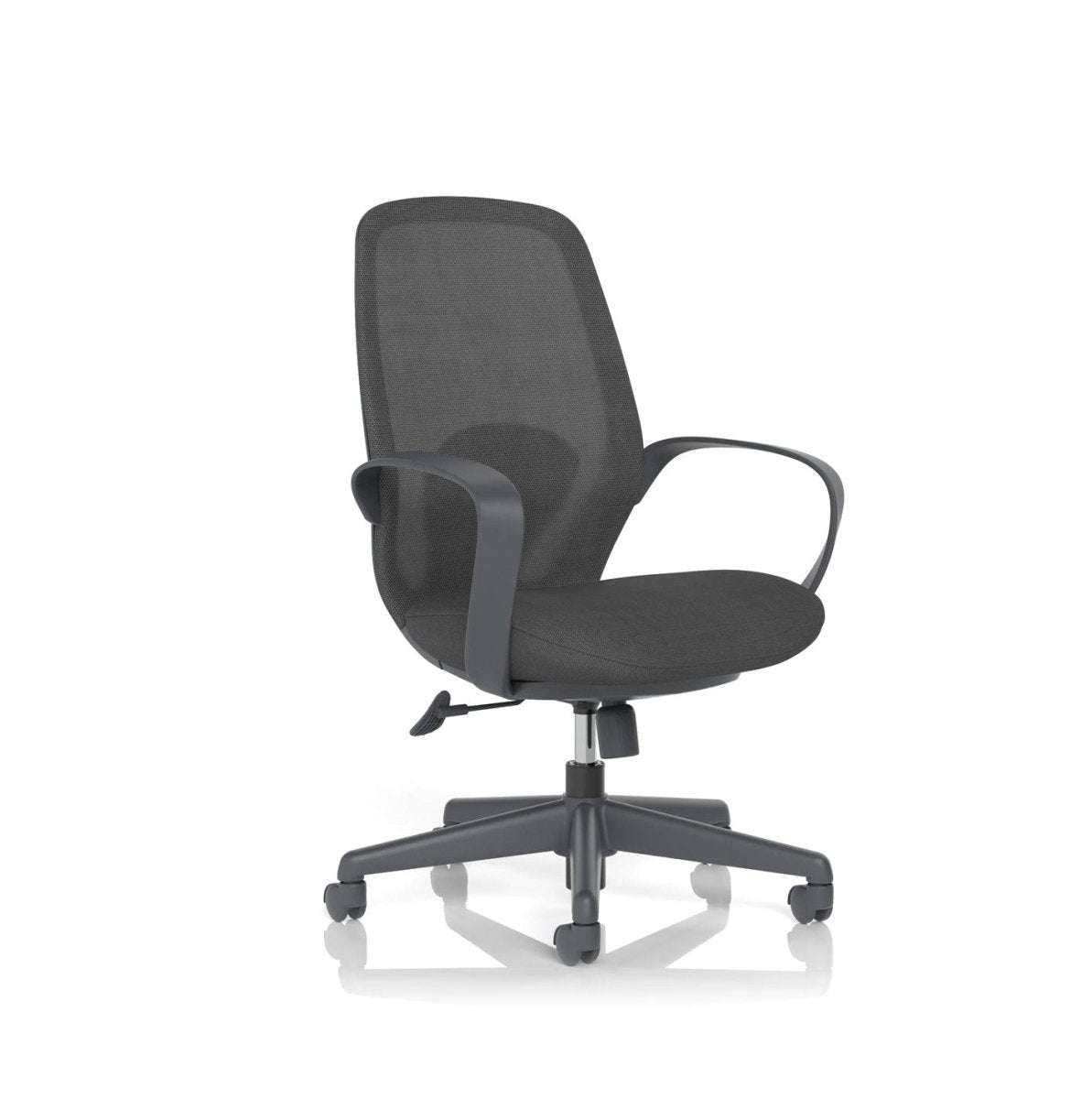 Black mesh back office chair with fixed arms in 4 colours