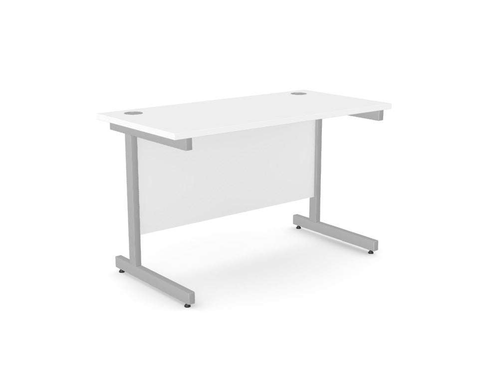 Ashford Metal Leg Straight 600 Office Desk - SKU: Product Code: A - CTST1260/WH/SLV Top: A - TM1260/WH, Leg: A - LCT1ST60/SLV