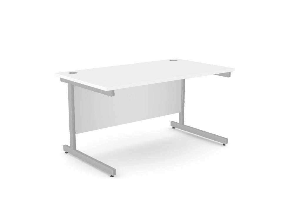 Ashford Metal Leg Straight D800 Office Desk - SKU: Product Code: A - CTST1480/WH/SLV Top: AK - TM1480/WH, Leg: A - LCT1ST80/SLV