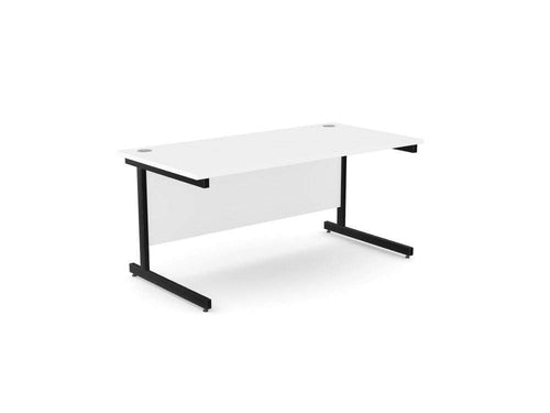 Ashford Metal Leg Straight D800 Office Desk - SKU: Product Code: A - CTST1680/WH/BLK Top: AK - TM1680/WH, Leg: A - LCT1ST80/BLK