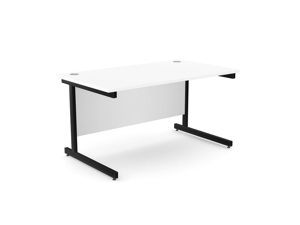 Ashford Metal Leg Straight Desk 800 - Stocked - SKU: Product Code: A - CTST1480/WH/BLK Top: AK - TM1480/WH, Leg: A - LCT1ST80/BLK