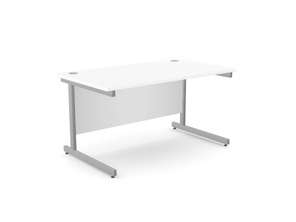 Ashford Metal Leg Straight Desk 800 - Stocked - SKU: Product Code: A - CTST1480/WH/SLV Top: AK - TM1480/WH, Leg: A - LCT1ST80/SLV