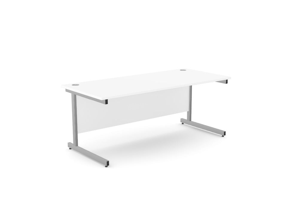 Ashford Metal Leg Straight Desk 800 - Stocked - SKU: Product Code: A - CTST1880/WH/SLV Top: AK - TM1880/WH, Leg: A - LCT1ST80/SLV