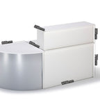 Ashford Reception Desk - SKU: ASH-REC1200RISR White with SIlver Corner 200cm W 80cm D 110Cm H