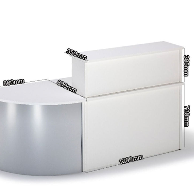 Ashford Reception Desk - SKU: ASH-REC1200RISR White with SIlver Corner 200cm W 80cm D 110Cm H