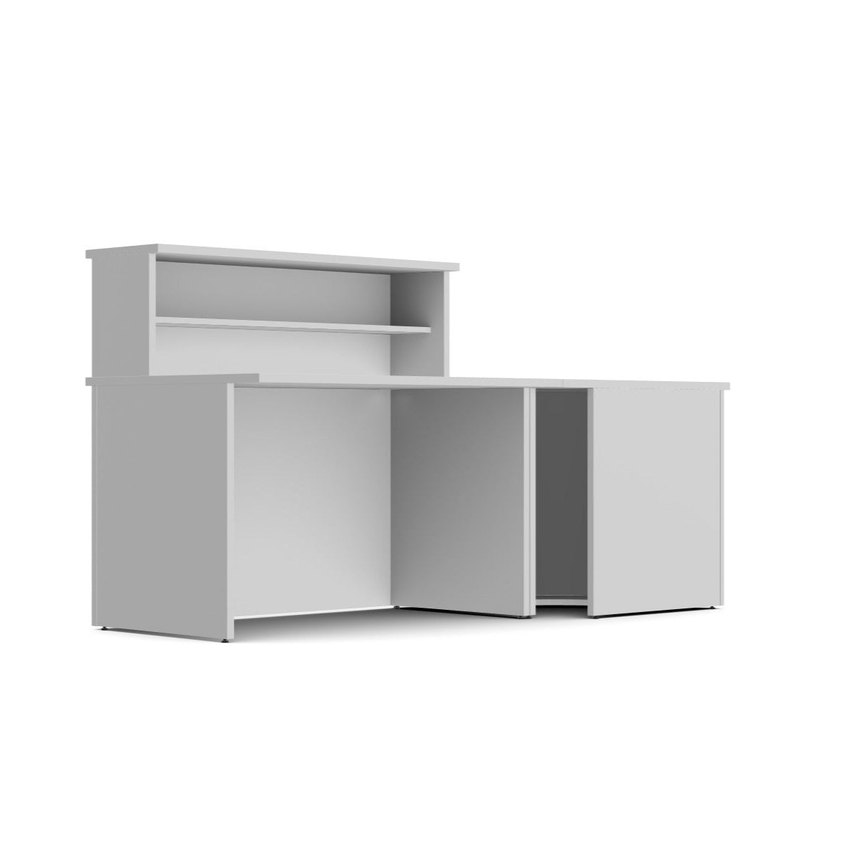 Ashford Reception Desk - SKU: ASH-REC1200RISR White with SIlver Corner 200cm W 80cm D 110Cm H