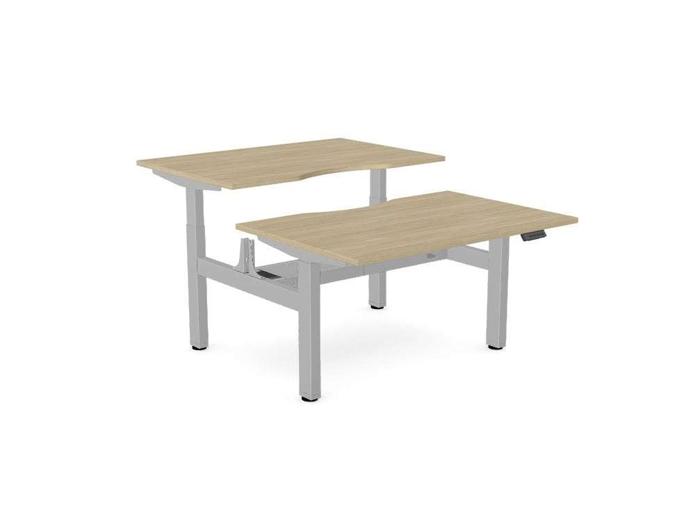AV8 Standing Height Adjustable Desk Bench - SKU: Frame: AV8 - PILOT - BENCH/SLV + 2x Top: E - 25 - DPS1280/UOTHATSMYOFFICE