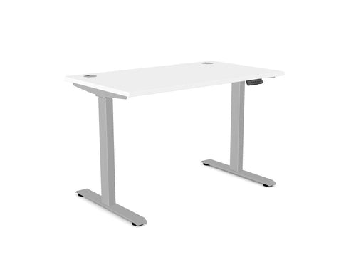 AV8 Standing Height Adjustable Desk - SKU: Frame: AV8 - PILOT - DESK/SLV + Top: E - 25 - TP1270/WHTHATSMYOFFICE