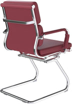 Red office chair with chrome frame on a white background