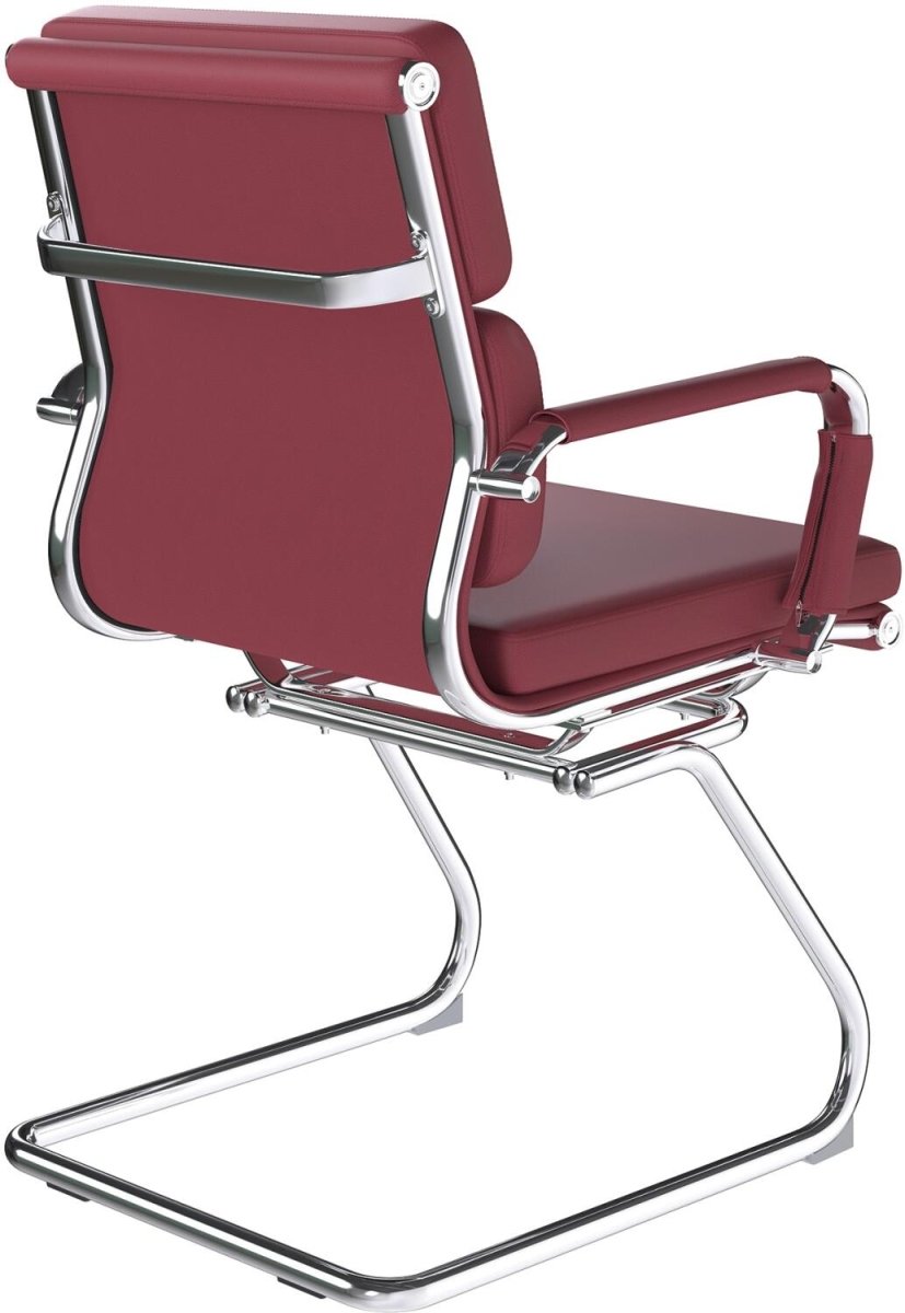 Red office chair with chrome frame on a white background