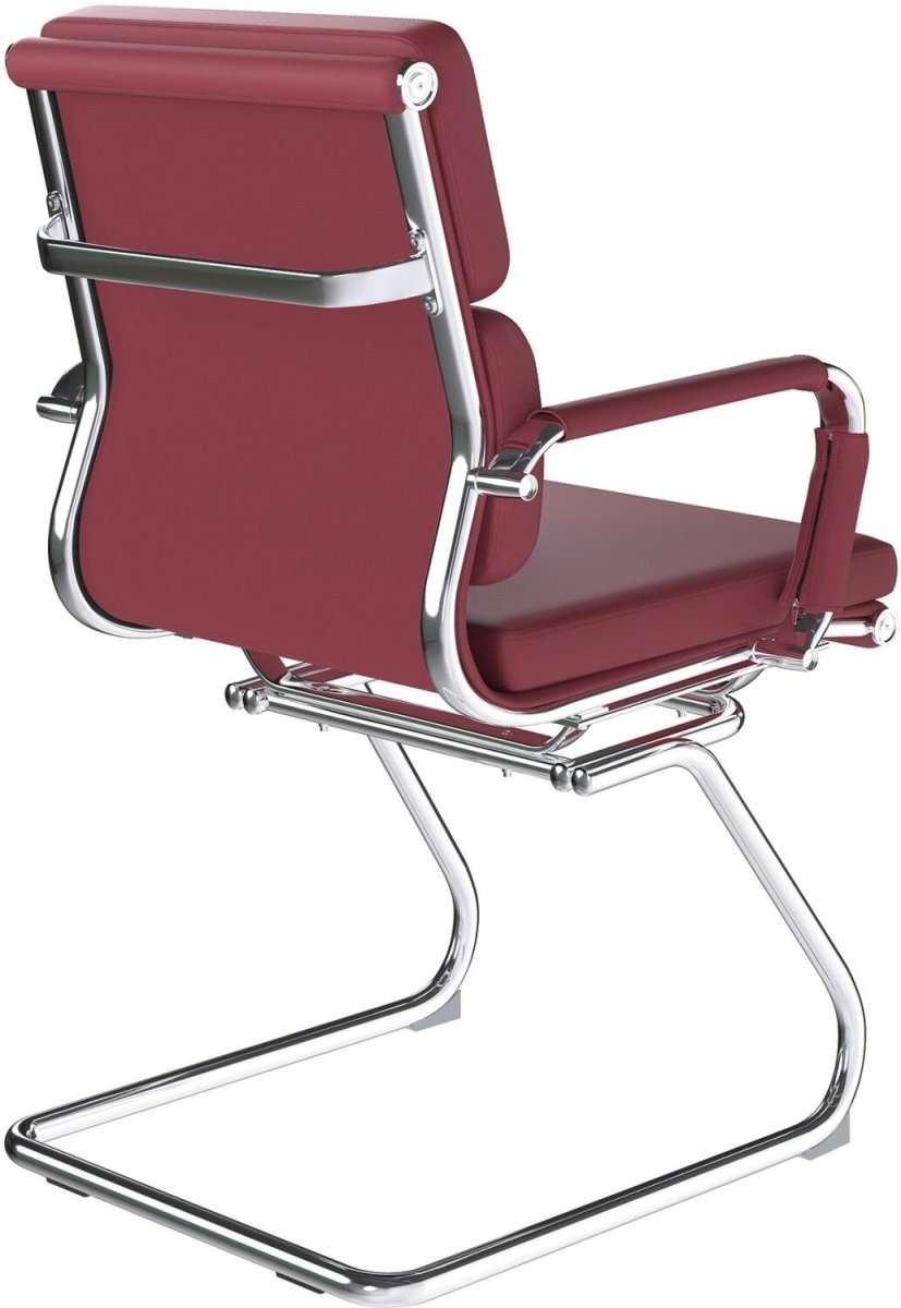 Red office chair with chrome frame on a white background