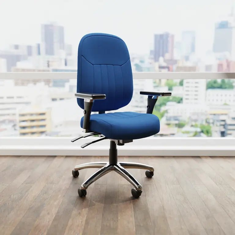 Barcelona Deluxe High Back Office Chair Task Operator with Arms Blue Fabric