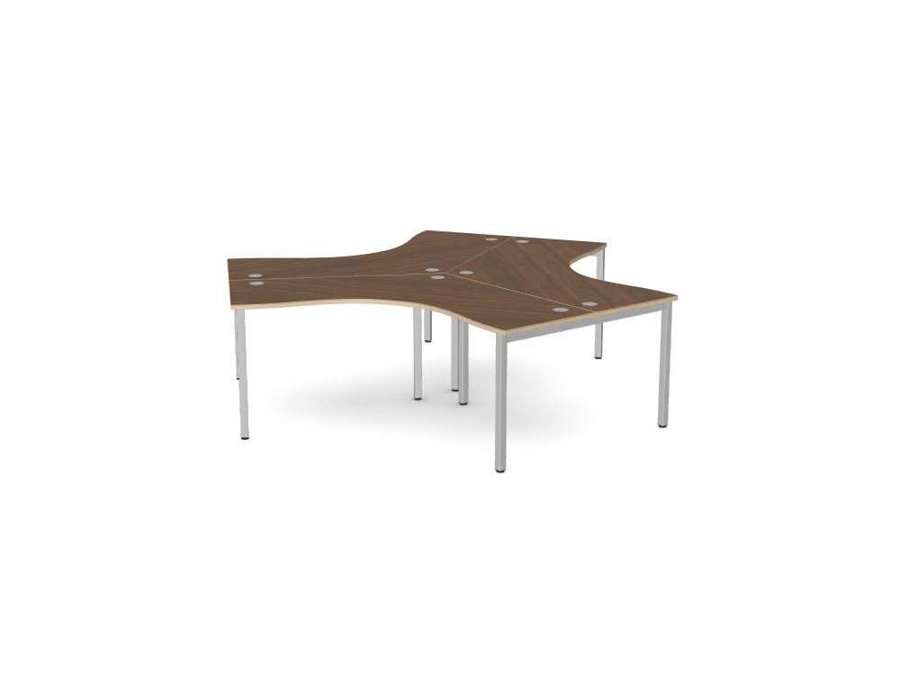 C - Sense 120 Degree 3 Person Bench Workstation - SKU: CSE - 3P120 - PLY - LEO - T3P3W1260/AW/SLV