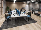 C Sense 6 Person  Bench Desk 420cm White Legs White Top with Scallop. (3 x 140cm x 80cm Bench Desk)