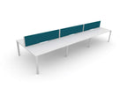 C Sense 6 Person  Bench Desk 420cm White Legs White Top with Scallop. (3 x 140cm x 80cm Bench Desk)