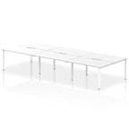 C Sense 6 Person  Bench Desk 420cm White Legs White Top with Scallop. (3 x 140cm x 80cm Bench Desk)