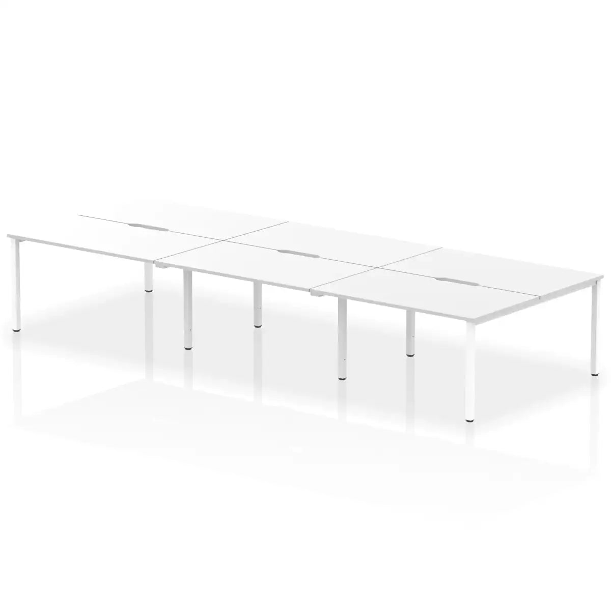 C Sense 6 Person  Bench Desk 420cm White Legs White Top with Scallop. (3 x 140cm x 80cm Bench Desk)