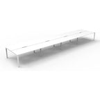 C Sense 8 Person  Bench Desk 420cm White Legs White Top with Scallop. (3 x 120cm x 80cm 1 x 140cm x 80 cm Bench Desk) Criterion