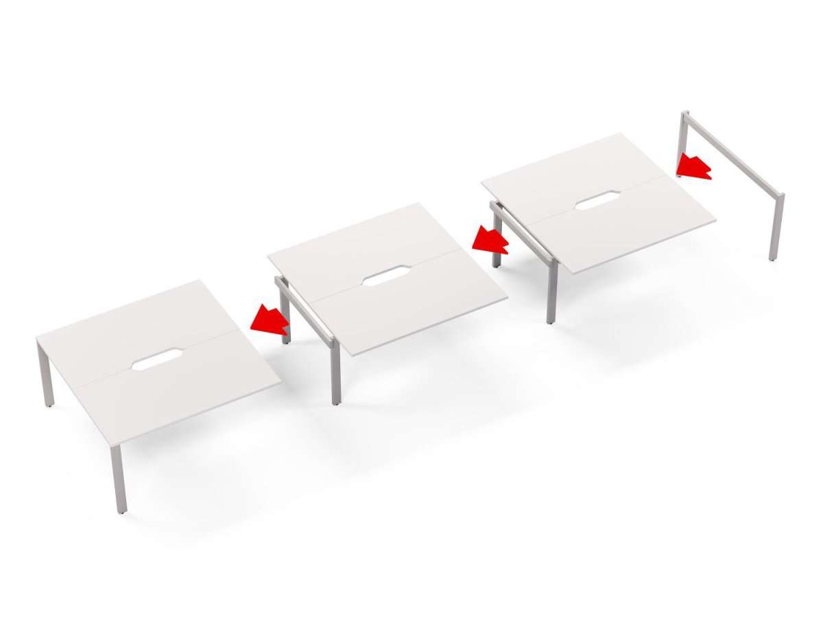 C Sense 6 Person  Bench Desk 420cm White Legs White Top with Scallop. (3 x 140cm x 80cm Bench Desk)
