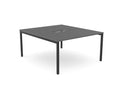 C - Sense Bench Desk 140cm W 80cm D Grey Scallop Top Black Legs SKU: Product Code: CSE - 2PB - LEO - TS1480/GR/BLK - > 2x Top: CSE - TS1480/GR , 2x Beam: CSE - B1400/BLK , Leg: CSE - LEO1600/BLKTHATSMYOFFICE