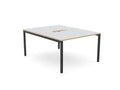 C - Sense Bench - Office Desk Grey Top Ply Edge 120cm x 80cm - SKU: Product Code: CSE - PLY - 2PB - LEO - TS1280/GY/BLK - > 2x Top: CSE - PLY - TS1280/GY , 2x Beam: CSE - B1200/BLK , Leg: CSE - LEO1600/BLKTHATSMYOFFICE