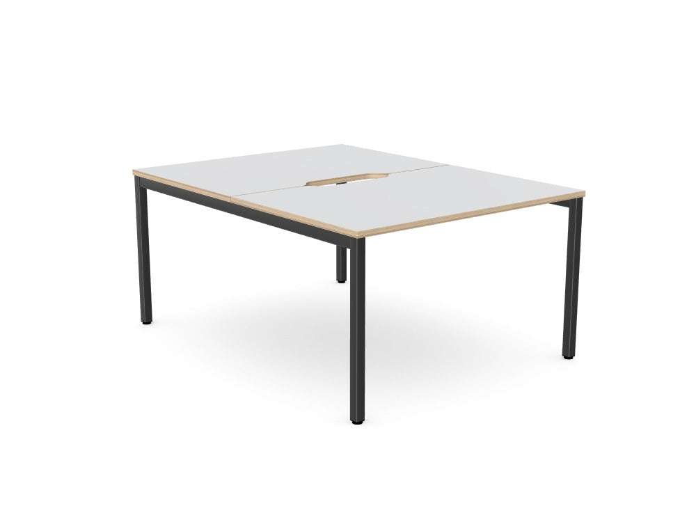 C - Sense Bench - Office Desk Grey Top Ply Edge 120cm x 80cm - SKU: Product Code: CSE - PLY - 2PB - LEO - TS1280/GY/BLK - > 2x Top: CSE - PLY - TS1280/GY , 2x Beam: CSE - B1200/BLK , Leg: CSE - LEO1600/BLKTHATSMYOFFICE
