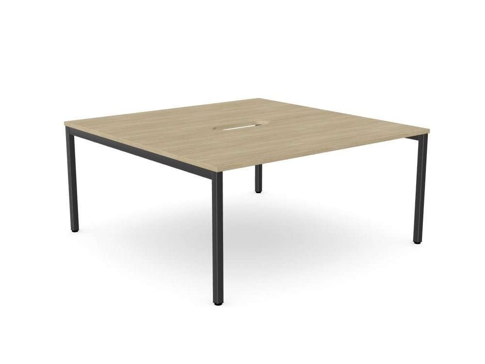 C - Sense Bench - Office Desk (Starter) - SKU: Product Code: CSE - 2PB - LEO - TS1680/UO/BLK - > 2x Top: CSE - TS1680/UO , 2x Beam: CSE - B1600/BLK , Leg: CSE - LEO1600/BLK